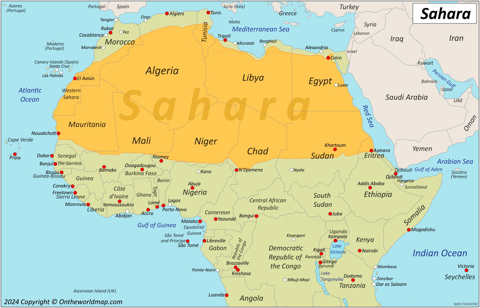 Map Of The Sahara Desert Africa Ontheworldmap Map Of The Sahara Desert Africa Ontheworldmap