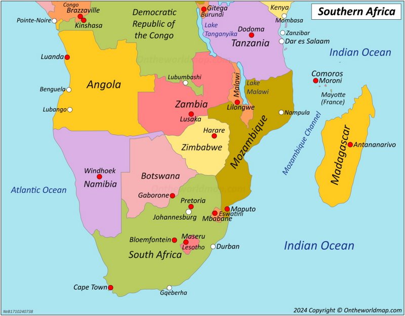 Map of Southern Africa