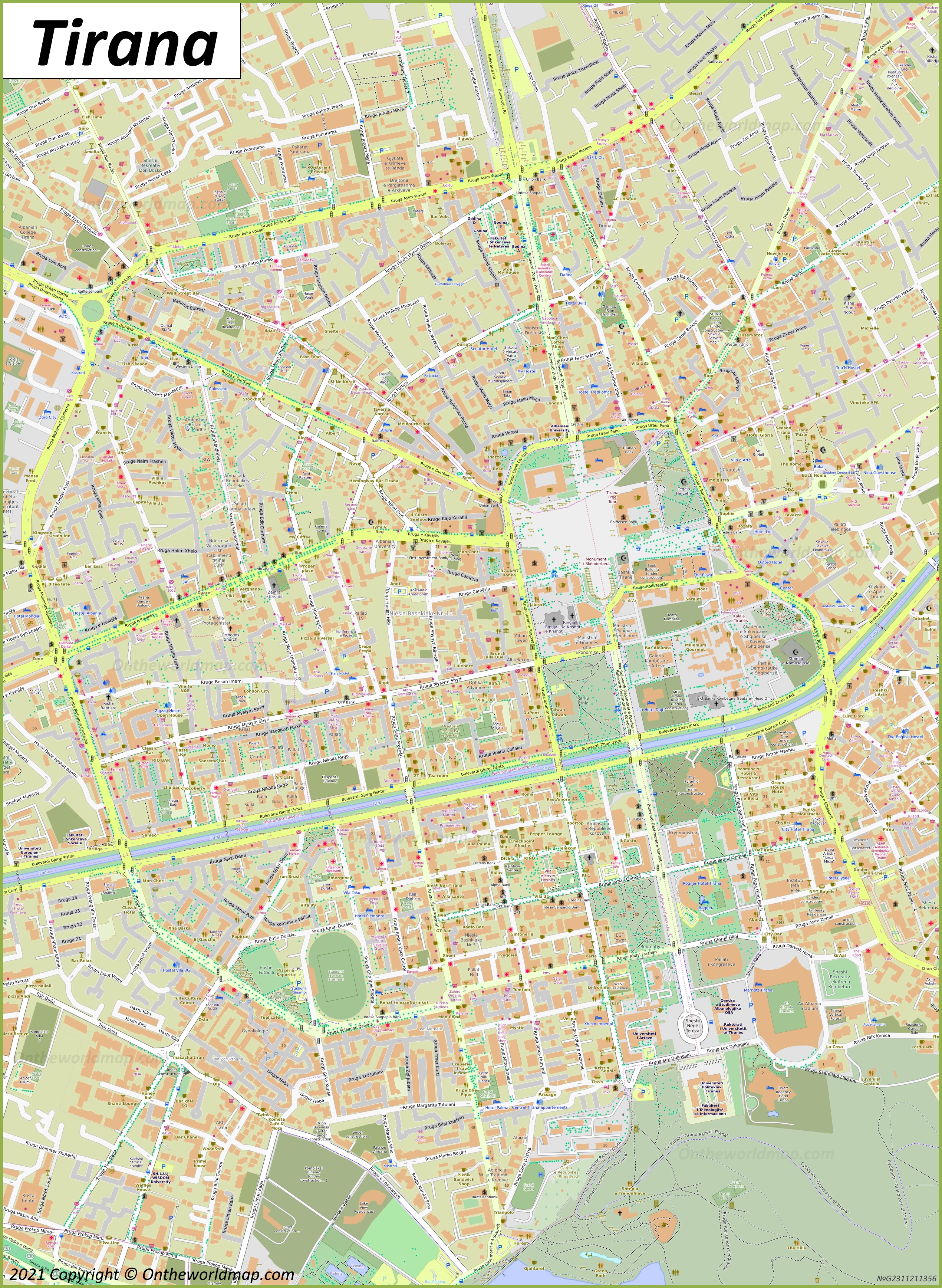 Tirana City Center Map
