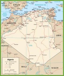 Large detailed road map of Algeria