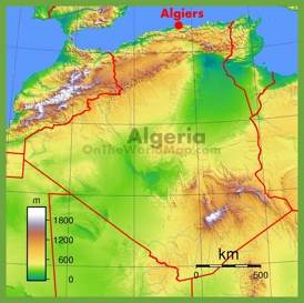 Physical map of Algeria