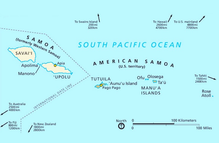 Political map of American Samoa