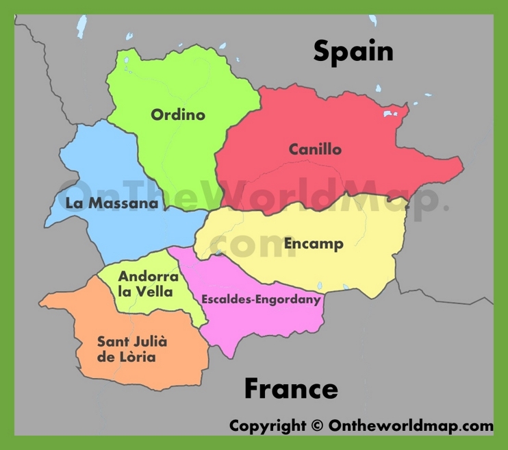 Administrative map of Andorra