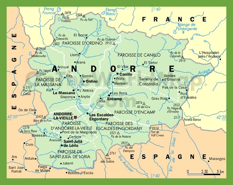 Political map of andorra