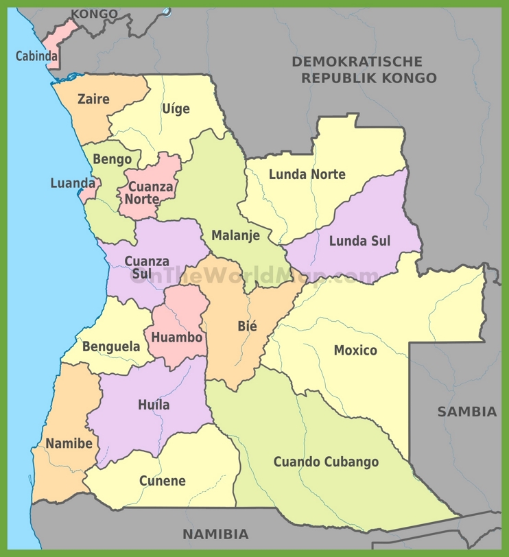 Administrative map of Angola