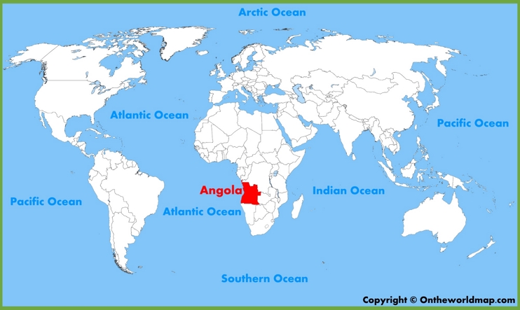 Angola location on the World Map 