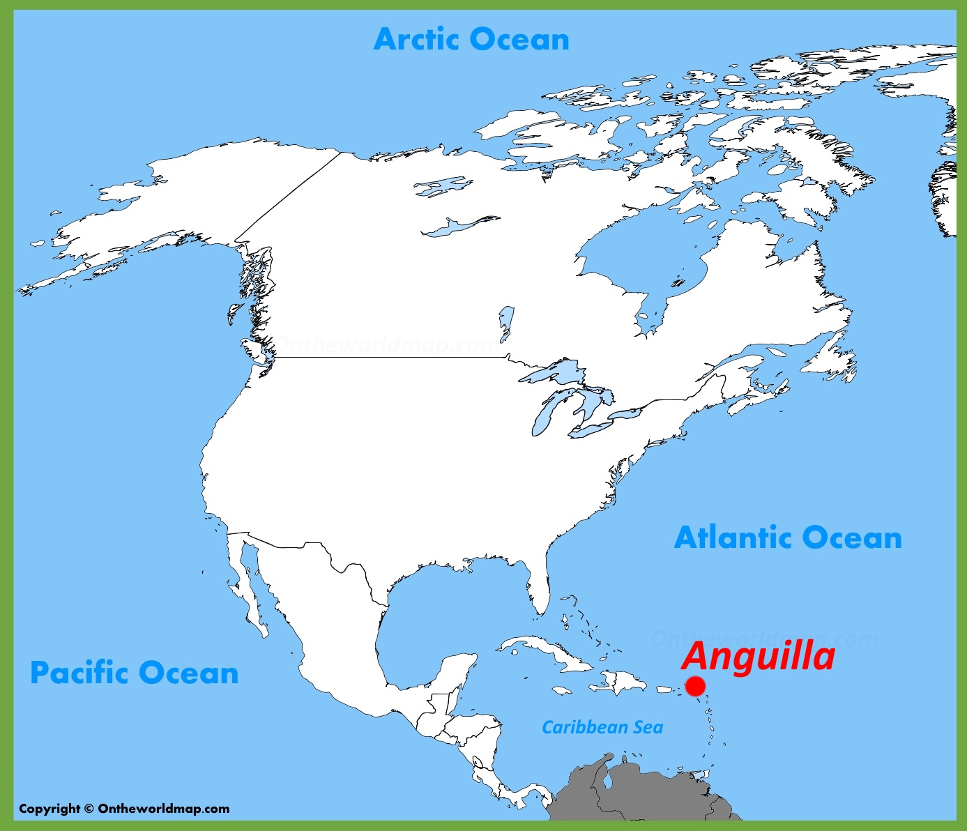 Anguilla location on the North America Map