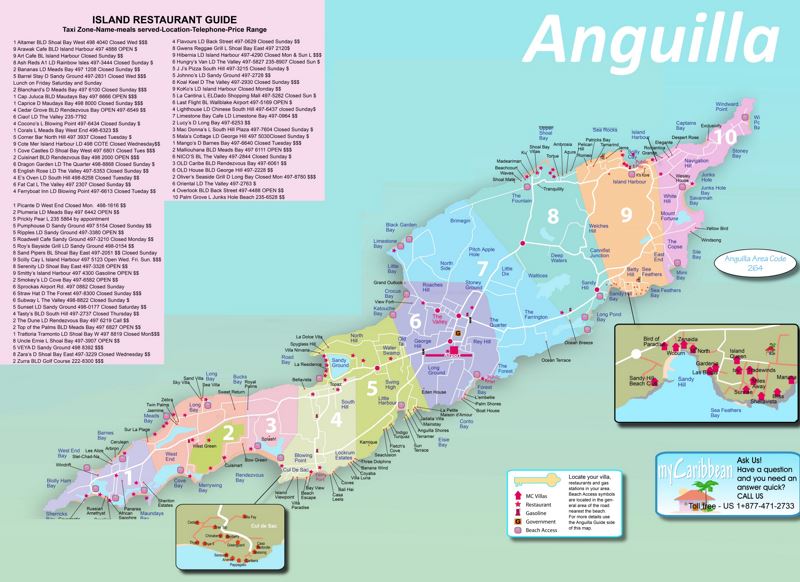 Map Of Anguilla Restaurants