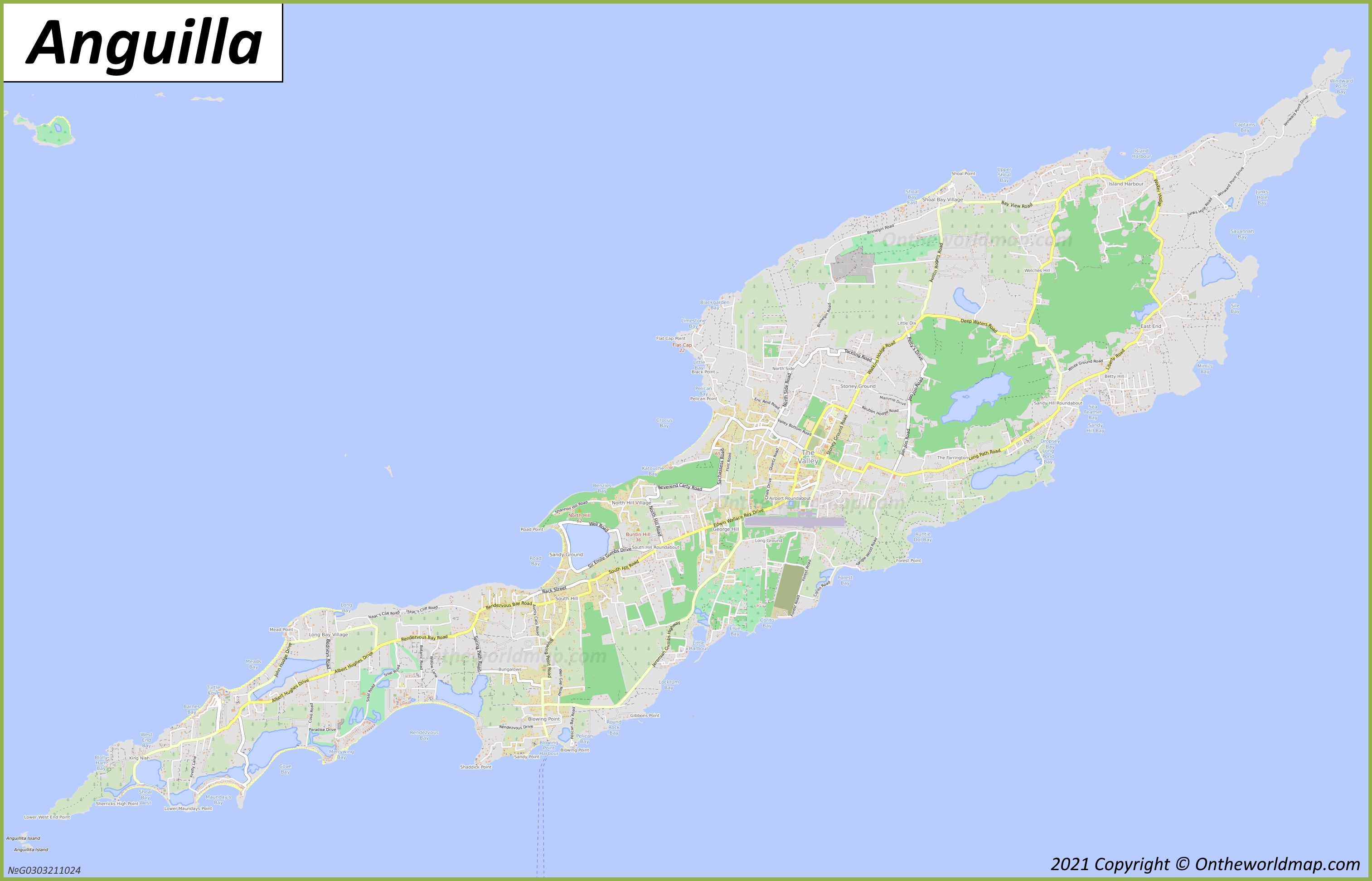 Detailed Map Of Anguilla 