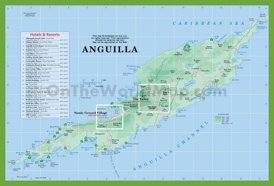 Map of Anguilla with hotels and resorts