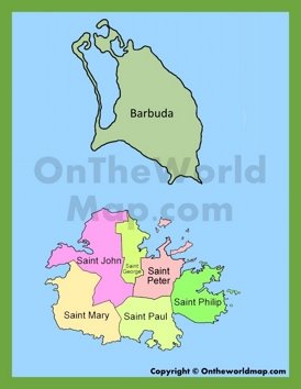 Administrative map of Antigua and Barbuda