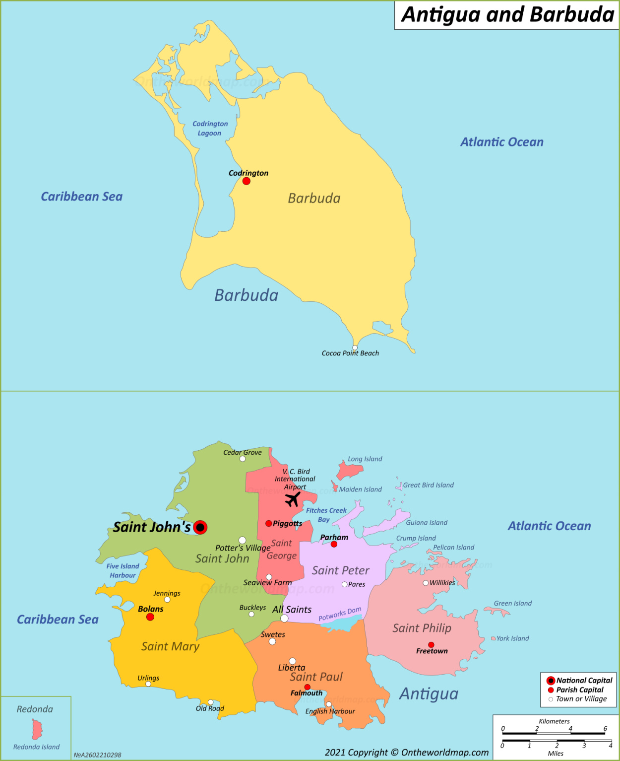 Map Of Antigua And Barbuda 1250 