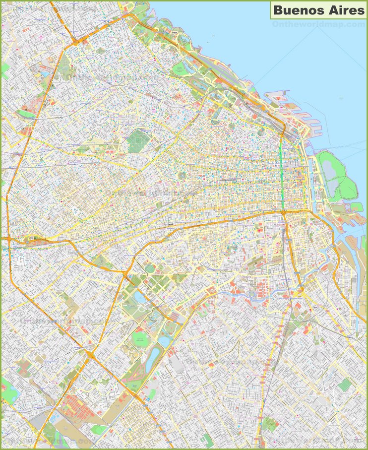Large detailed map of Buenos Aires