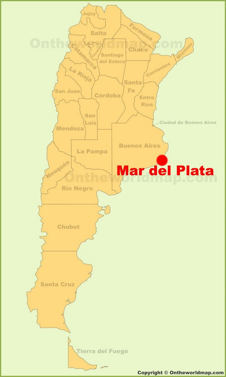 Mar del Plata location on the Argentina map
