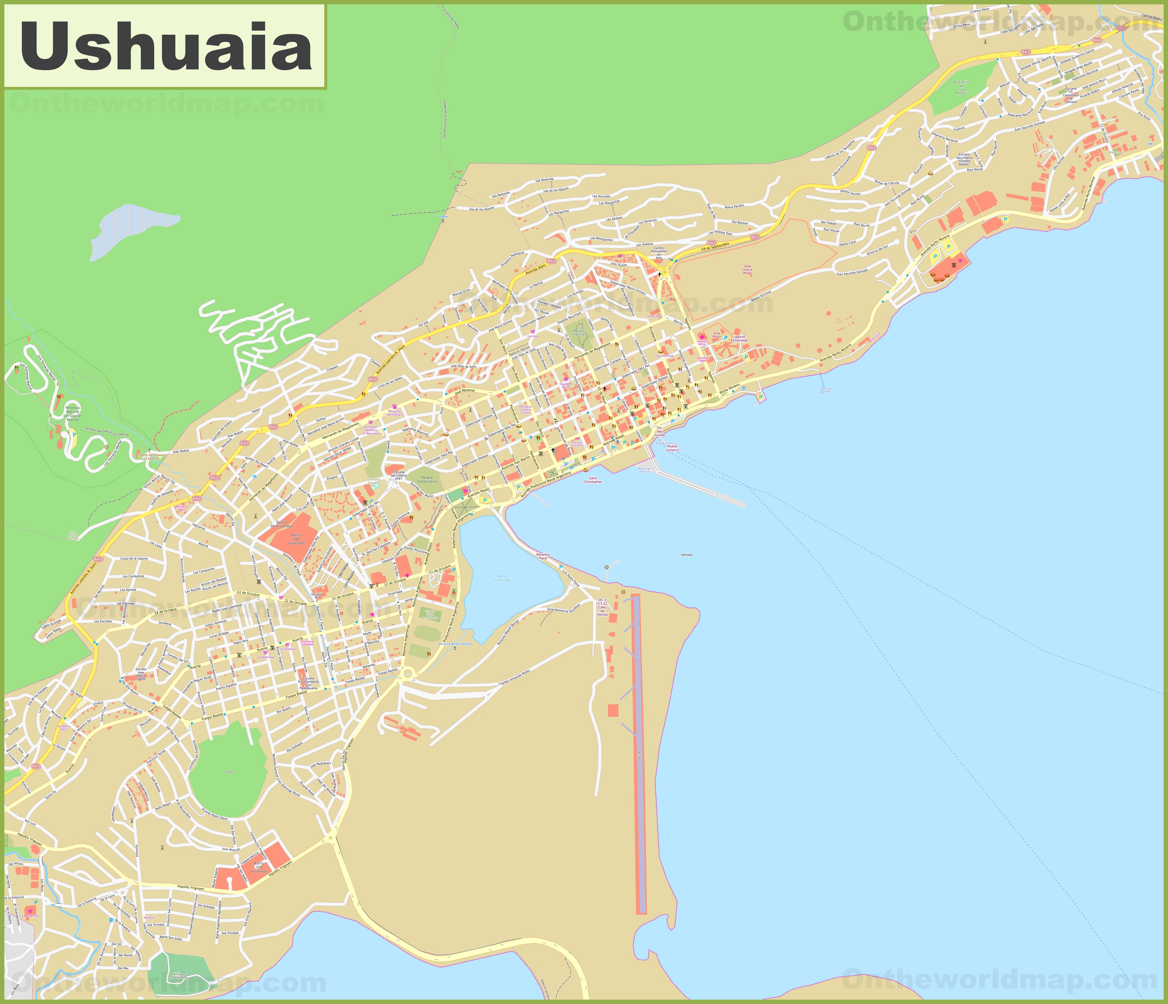 Large Detailed Map Of Ushuaia Ontheworldmap