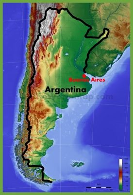 Physical map of Argentina