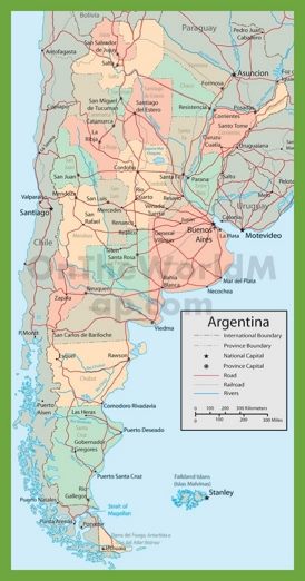 Road map of Argentina