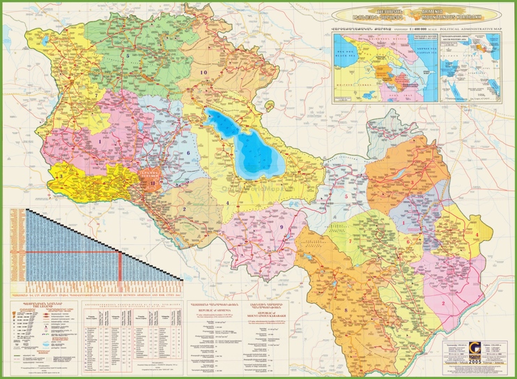 Large detailed map of Armenia and Karabakh republic