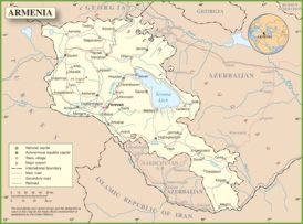 Large detailed road map of Armenia