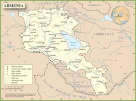 Large detailed tourist map of Armenia, Armenia, Asia, Mapsland