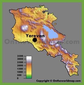 Physical map of Armenia