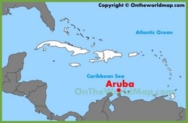 Aruba location on the Caribbean map