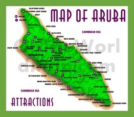 Aruba map with attractions