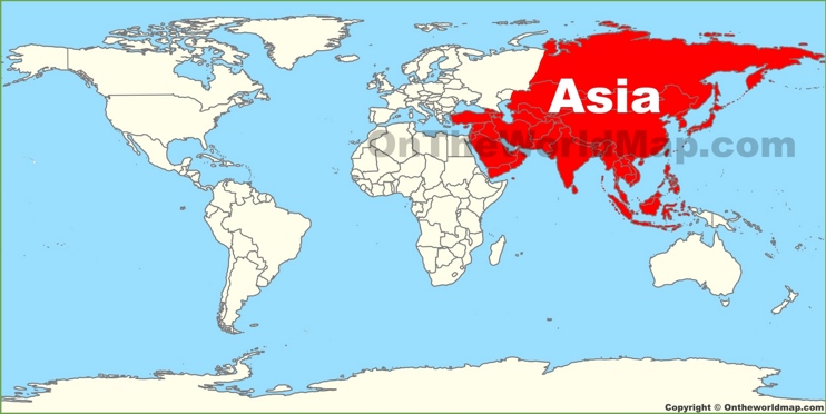 Asia location on the World Map