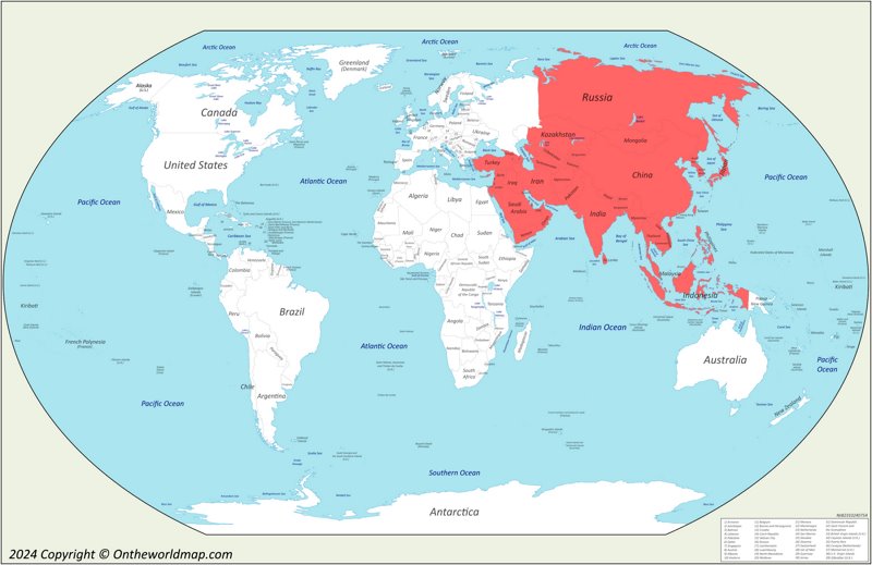 Asia on the World Map