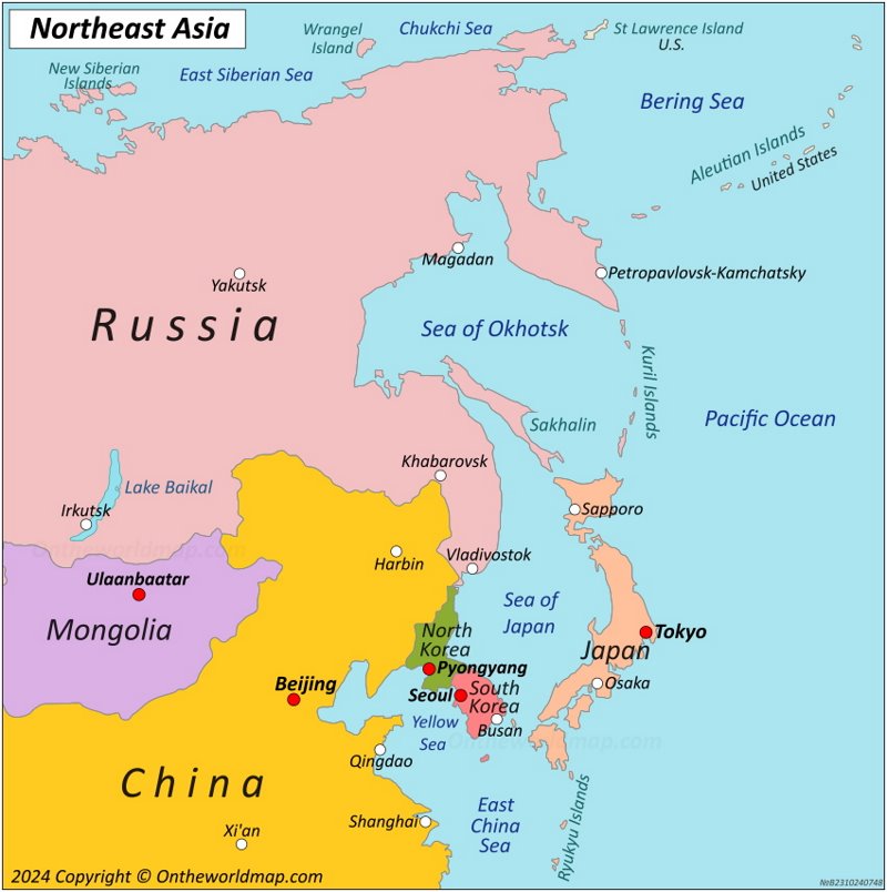 Map of Northeast Asia - Ontheworldmap.com