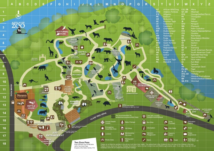 Adelaide Zoo map