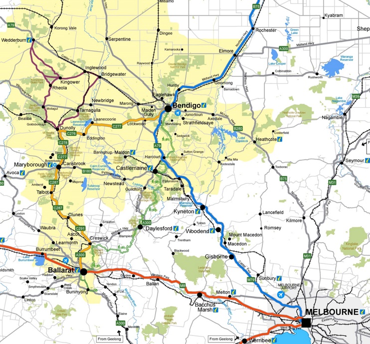 Bendigo Area Road Map Max 