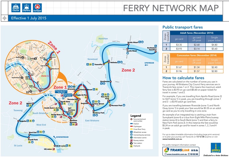 Brisbane ferry map