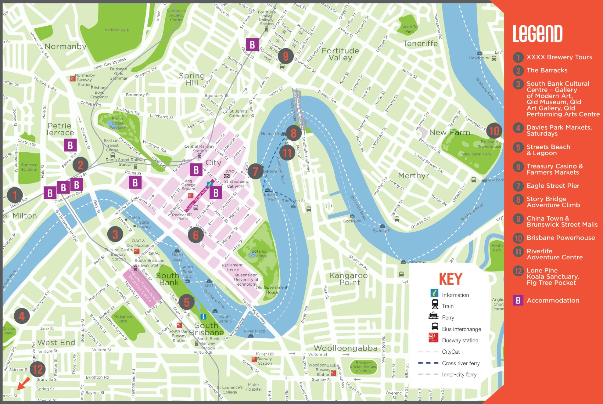 Brisbane tourist map