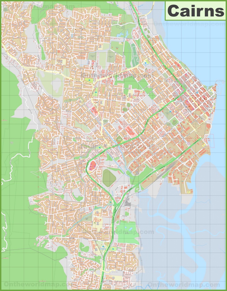 Large detailed map of Cairns