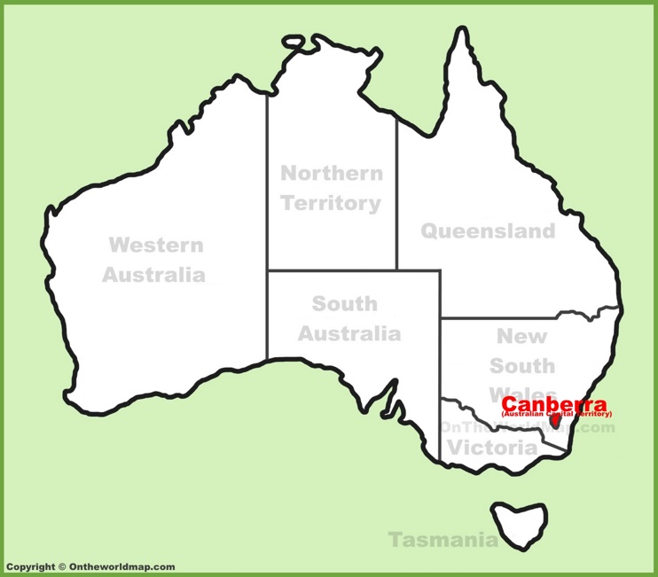 Canberra location on the Australia Map