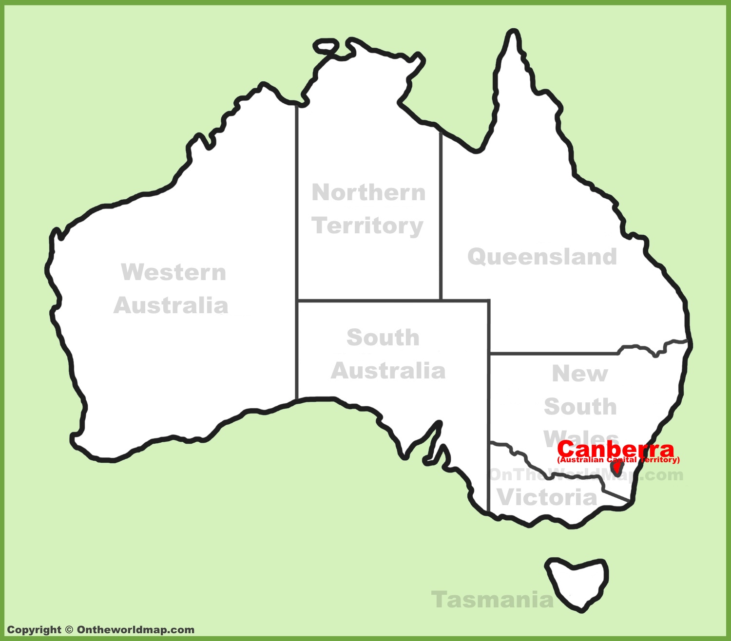 Canberra In World Map Canberra Location On The Australia Map