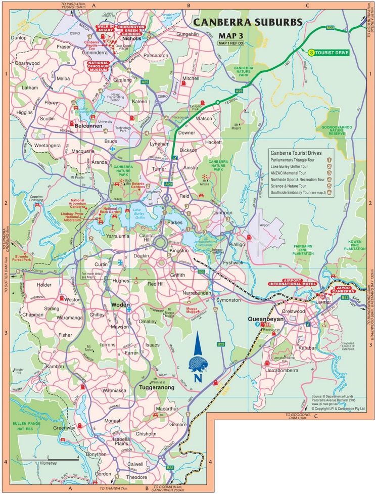 Map of surroundings of Canberra