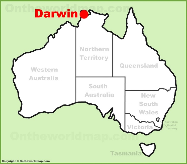 Darwin location on the Australia Map