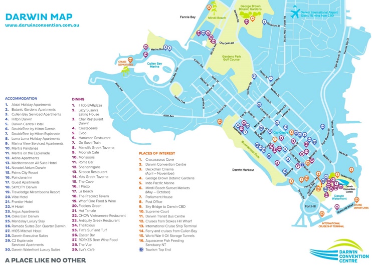 Darwin tourist attractions map