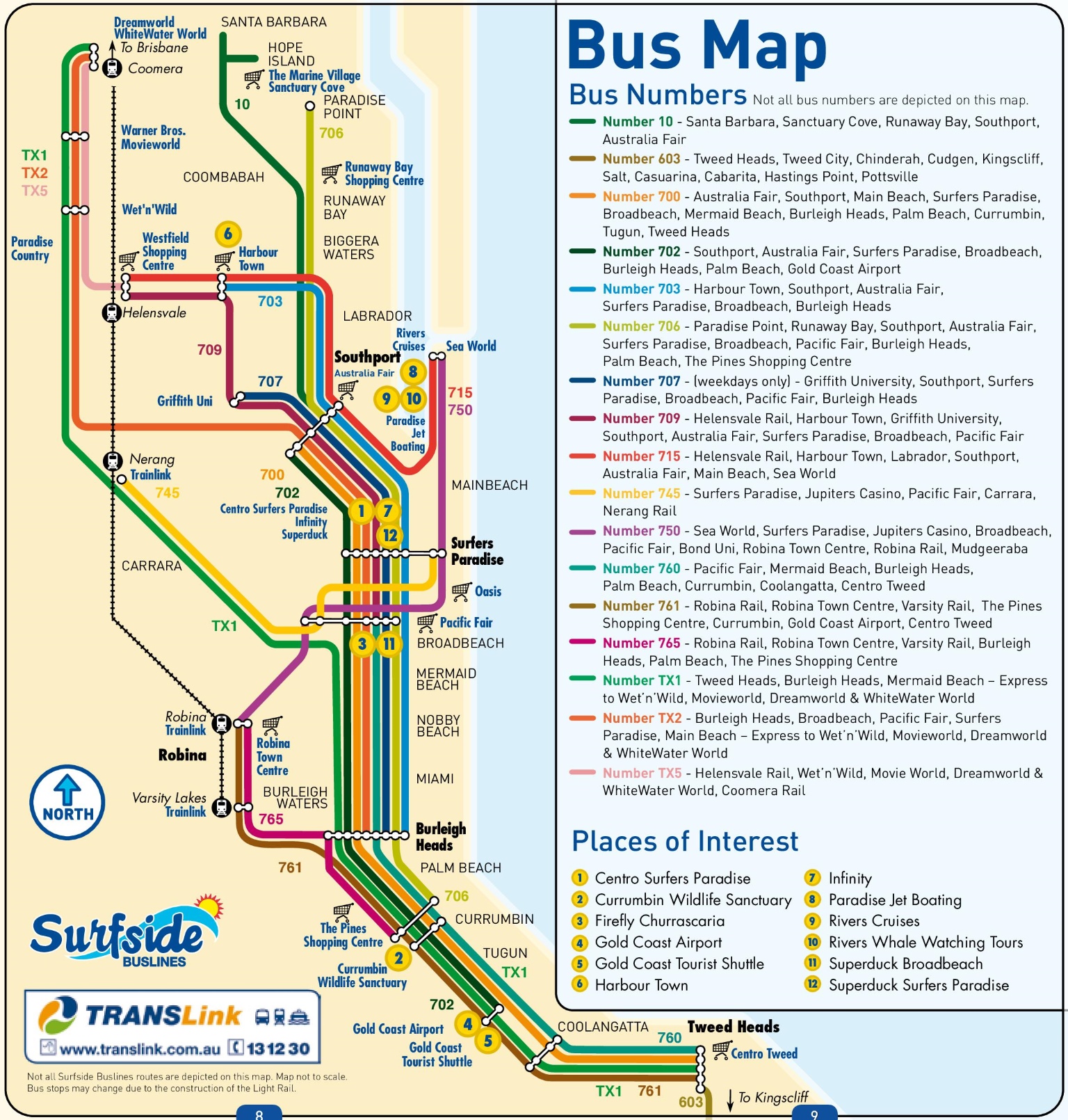 Gold Coast bus map