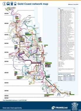 Gold Coast bus, train and tram map