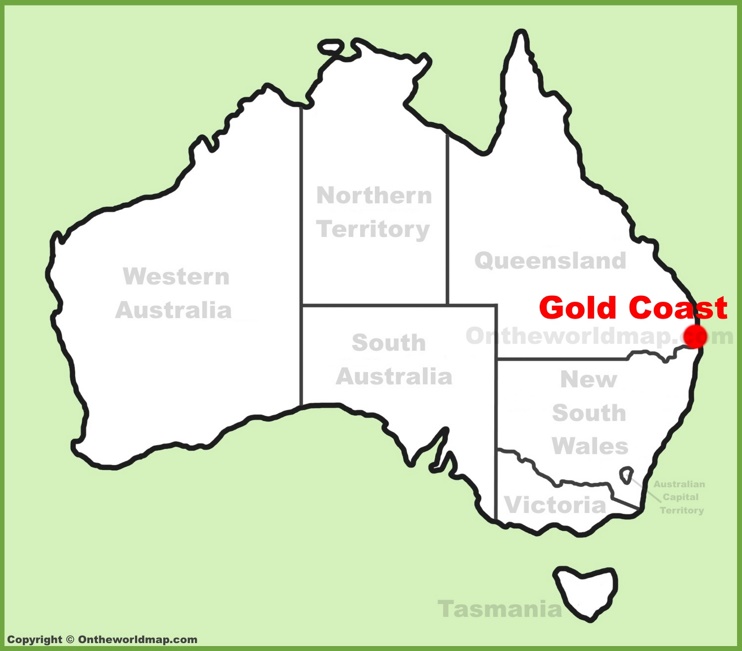 Gold Coast location on the Australia Map