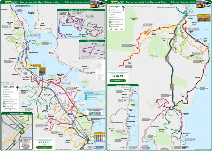 Hobart Bus map