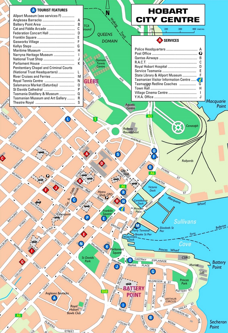 Hobart tourist map