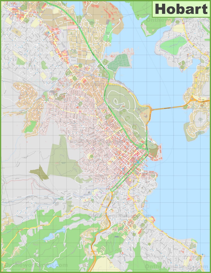 Large detailed map of Hobart