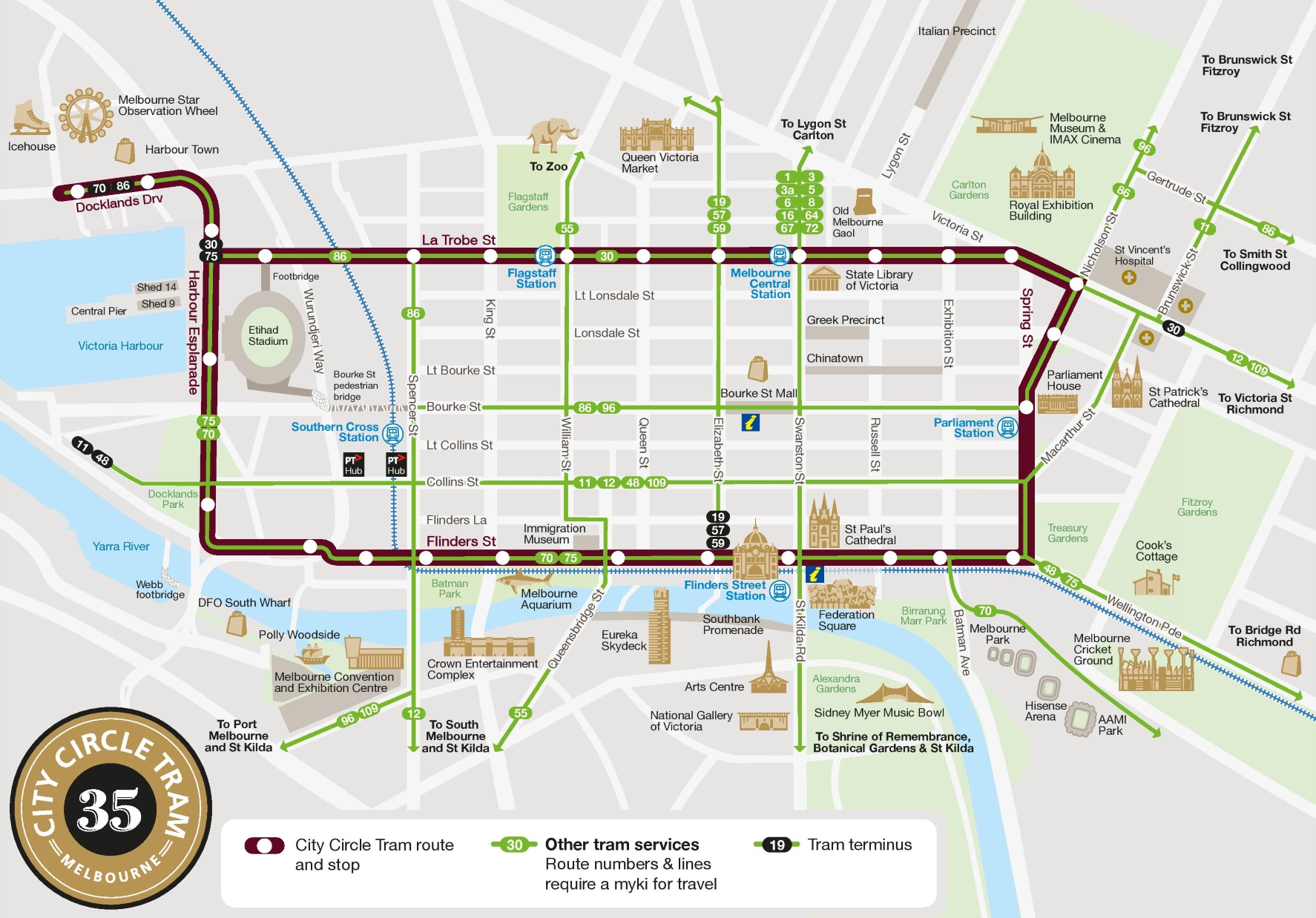 Free Tram Melbourne Map Melbourne City Circle Tram Map