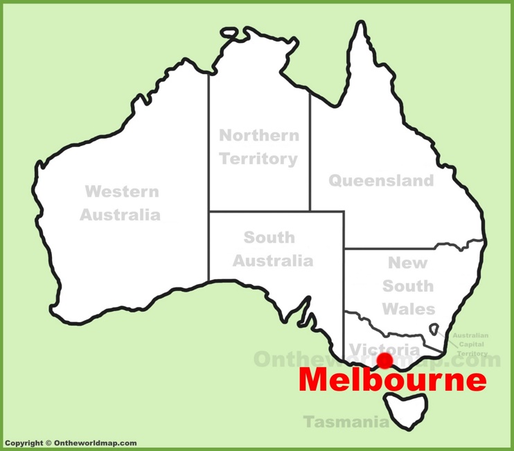 Melbourne location on the Australia Map