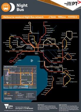 Melbourne night bus map
