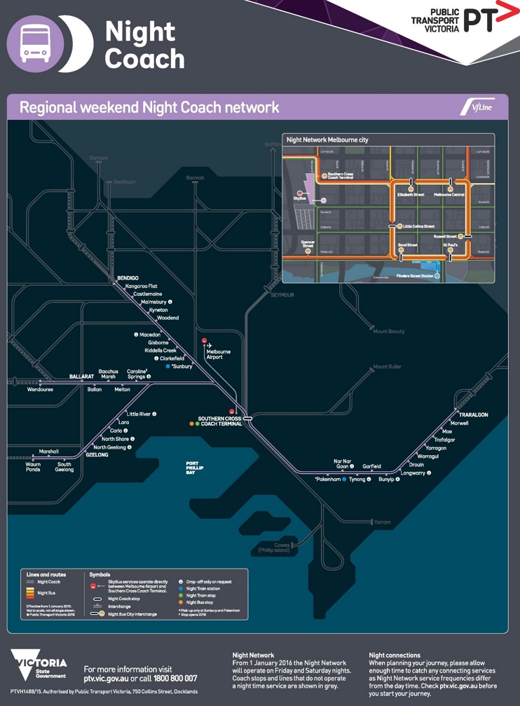 Melbourne night coach map